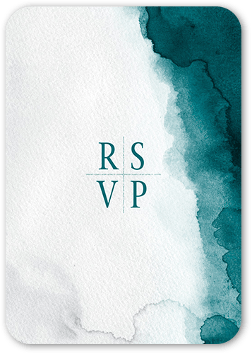 Excellent Watermark Wedding Response Card, Blue, Signature Smooth Cardstock, Rounded