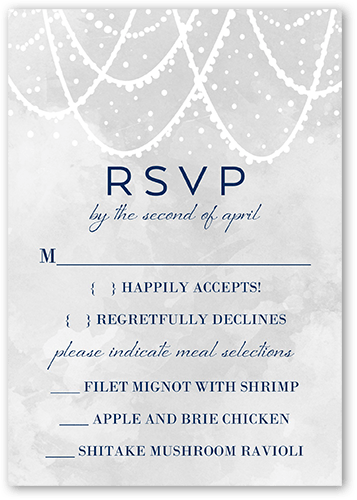 Draping Lights Wedding Response Card, Blue, Matte, 100% Recycled Cardstock , Square, Navy
