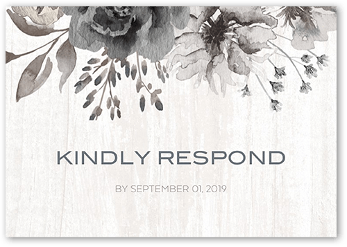Radiant Foliage Wedding Response Card, Black, Matte, Signature Smooth Cardstock, Square