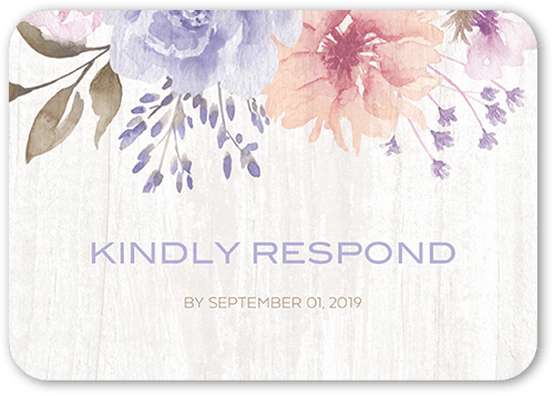 Radiant Foliage Wedding Response Card, Purple, Signature Smooth Cardstock, Rounded, Lavender