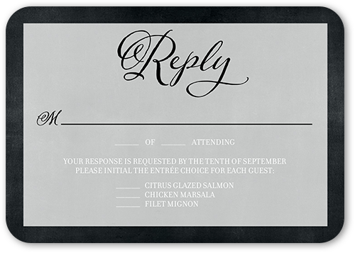 Lovely Beginning Wedding Response Card, Black, Pearl Shimmer Cardstock, Rounded
