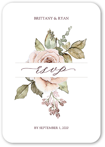 Rose Bouquet Wedding Response Card, Pink, Signature Smooth Cardstock, Rounded