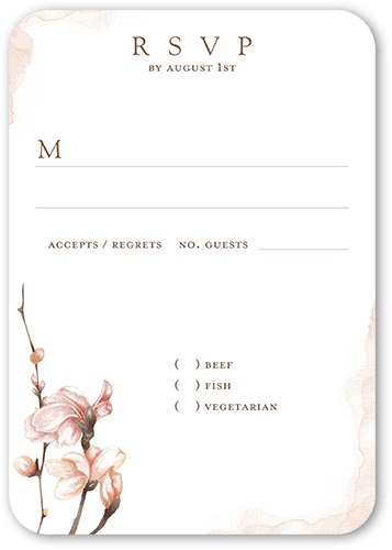 Blossoms of Love Wedding Response Card, Pink, 100% Recycled Cardstock , Rounded