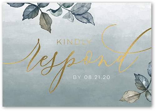 Gleaming Garden Wedding Response Card, Grey, Gold Foil, Matte, Signature Smooth Cardstock, Square