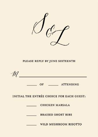 Modern Minimalist Wedding Response Card, Grey, Signature Smooth Cardstock, Rounded, Charcoal