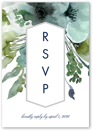 Abstract Bouquet Wedding Response Card, Blue, Matte, Signature Smooth Cardstock, Square, Seafoam