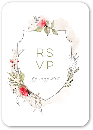 Lustrous Ampersand Wedding Response Card, Red, 100% Recycled Cardstock , Rounded, Bright Red