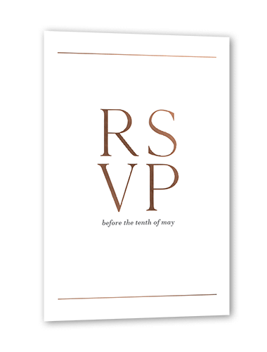 Editorial Lover Wedding Response Card, Rose Gold Foil, White, Matte, Signature Smooth Cardstock, Square, White