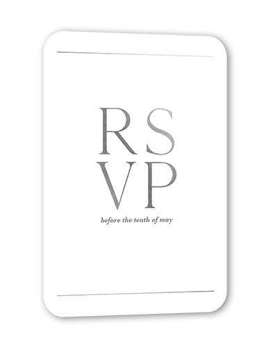 Editorial Lover Wedding Response Card, Silver Foil, White, Signature Smooth Cardstock, Rounded