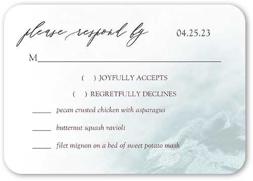 Graceful Whisper Wedding Response Card, Green, 100% Recycled Cardstock , Rounded
