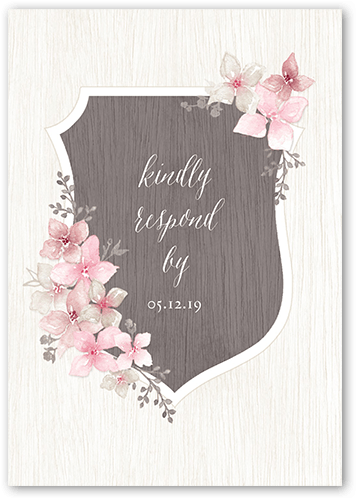 Rustic Wildflowers Wedding Response Card, Pink, Matte, Pearl Shimmer Cardstock, Square