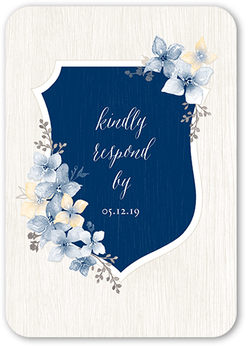 Rustic Wildflowers Wedding Response Card, Blue, Signature Smooth Cardstock, Rounded