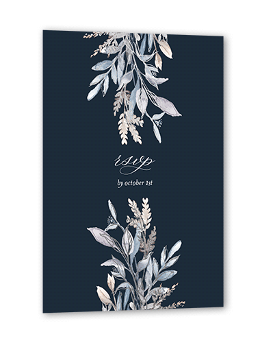 Watercolor Divide Wedding Response Card, Blue, Silver Foil, Matte, Signature Smooth Cardstock, Square, Moonstruck