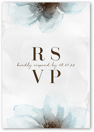 Gentle Petals Wedding Response Card, Blue, Matte, 100% Recycled Cardstock , Square