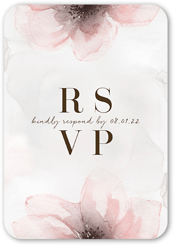 Gentle Petals Wedding Response Card, Pink, Signature Smooth Cardstock, Rounded