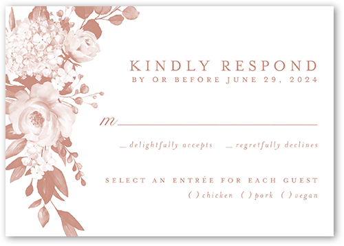 Elegantly Delicate Wedding Response Card, Pink, Matte, Signature Smooth Cardstock, Square, Desert Rose