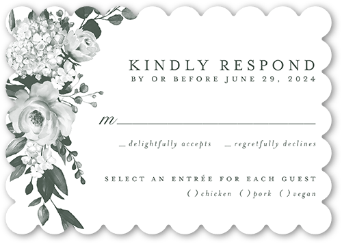 Elegantly Delicate Wedding Response Card, Beige, Signature Smooth Cardstock, Scallop