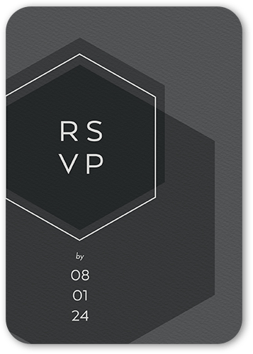Modern Honeycomb Wedding Response Card, Grey, Signature Smooth Cardstock, Rounded