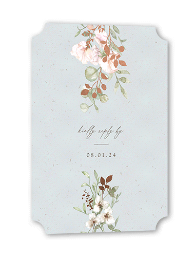 Enchanted Pastels Wedding Response Card, Grey, Rose Gold Foil, Signature Smooth Cardstock, Ticket