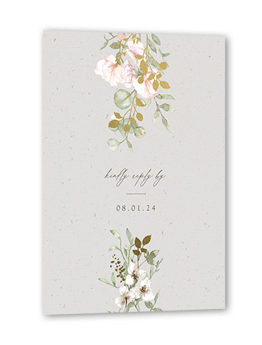 Enchanted Pastels Wedding Response Card, Gold Foil, Grey, Matte, Pearl Shimmer Cardstock, Square