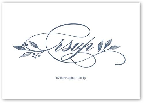 Classic Herald Wedding Response Card, Blue, Matte, 100% Recycled Cardstock , Square, Deep Blue