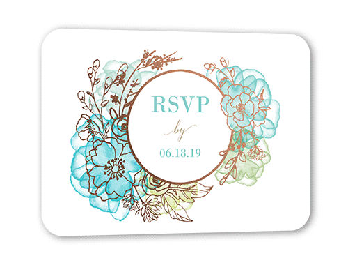 Floral Fringe Wedding Response Card, Rounded Corners