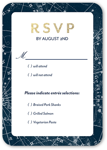 Elegant Sky Wedding Response Card, Blue, 100% Recycled Cardstock , Rounded