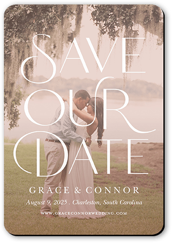 Flowy Serif Save The Date, Pink, Magnet, Matte