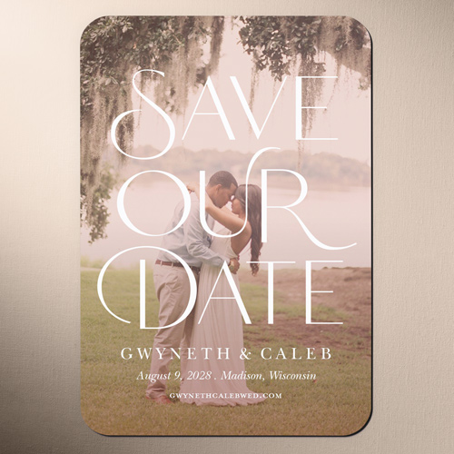 Flowy Serif Save The Date, Pink, Magnet, Matte