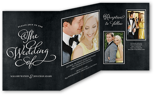 Lovely Beginning Wedding Invitation, Black, Trifold, Pearl Shimmer Cardstock