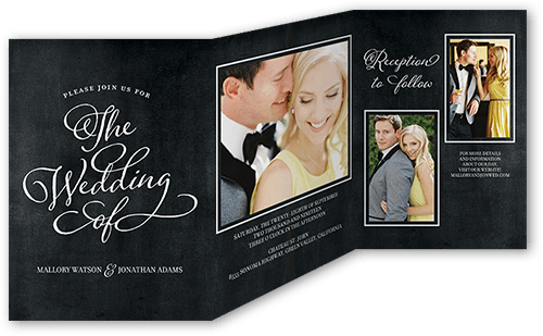 Lovely Beginning Wedding Invitation, Black, Trifold, Matte, Folded Smooth Cardstock