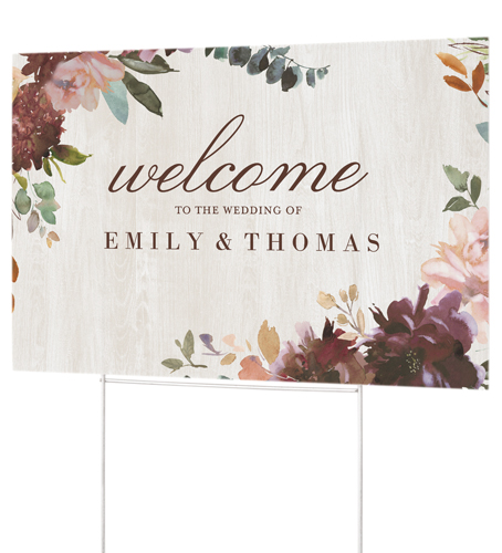 Muted Florals Yard Sign, Red