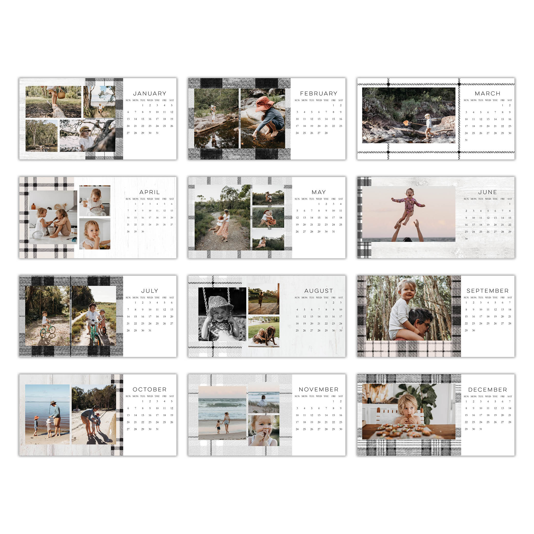 Black and White Rustic Desk Calendar Shutterfly