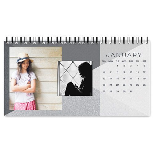 Modern Grey Desk Calendar, 5x11