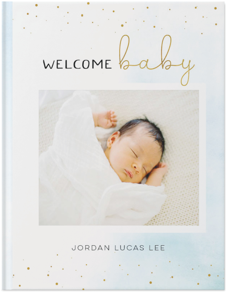 Watercolor Baby Boy Photo Book, 11x8, Hard Cover - Glossy, Standard Pages