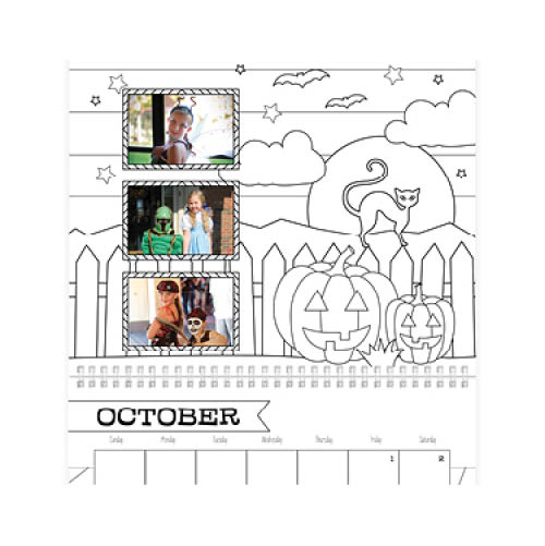 Kids Coloring Calendar Wall Calendar, 8x11