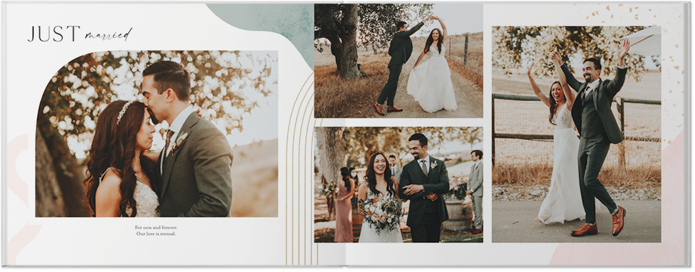 Boho Wedding Photo Book, 11x14, Premium Leather Cover, Deluxe Layflat