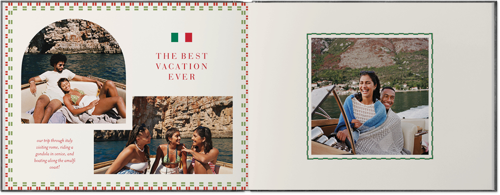 Europe Mementos Photo Book, 8x11, Premium Leather Cover, PROFESSIONAL 6 COLOR PRINTING, Deluxe Layflat
