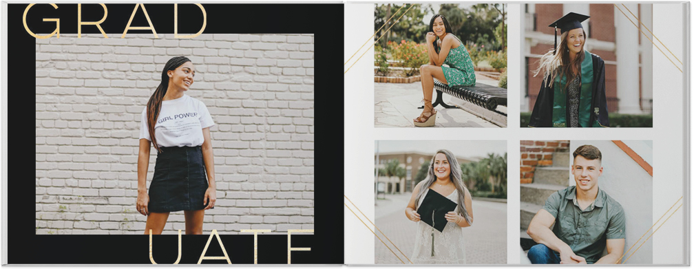 Graduation Celebration Photo Book, 8x11, Premium Leather Cover, PROFESSIONAL 6 COLOR PRINTING, Deluxe Layflat