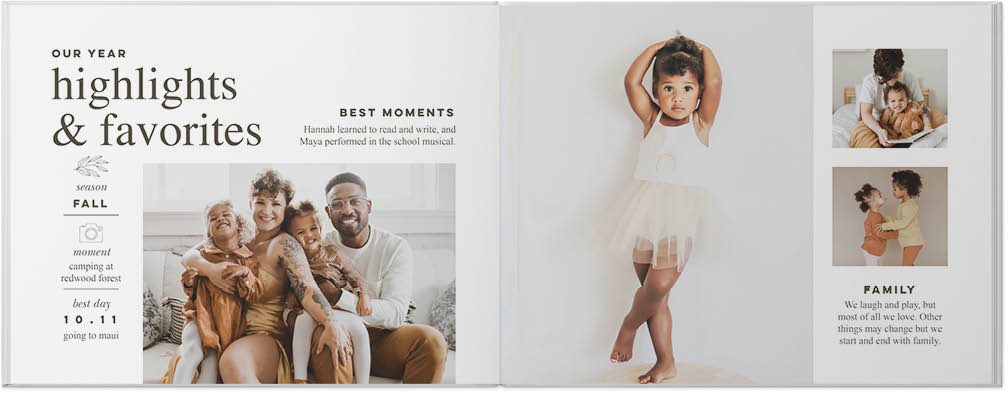 Modern Year In Review Photo Album Photo Book, 8x11, Premium Leather Cover, Deluxe Layflat