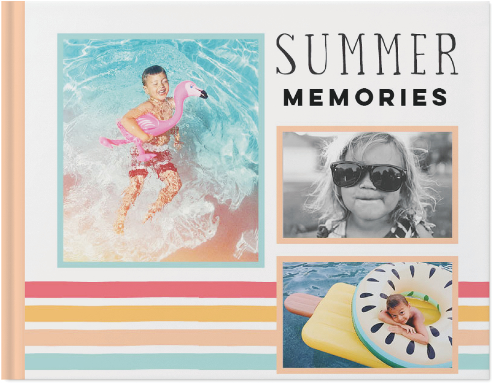 Summertime Fun Photo Book, 11x14, Hard Cover - Glossy, PROFESSIONAL 6 COLOR PRINTING, Deluxe Layflat