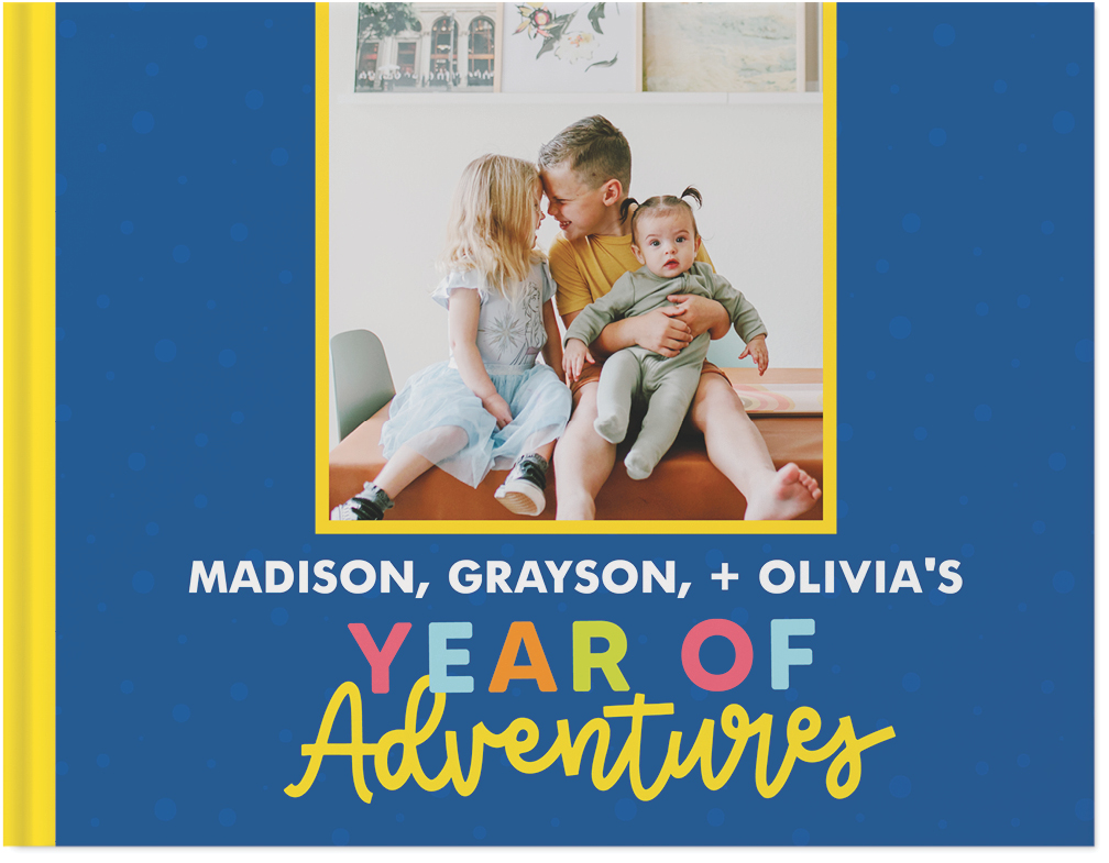 Bright and Bold Kids Year in Review by Sarah Hawkins Designs Photo Book, 11x14, Hard Cover - Glossy, PROFESSIONAL 6 COLOR PRINTING, Standard Pages