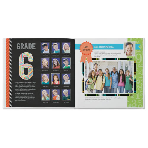 Chalkboard Yearbook Photo Book, 8x8, Hard Cover - Glossy, PROFESSIONAL 6 COLOR PRINTING, Standard Pages
