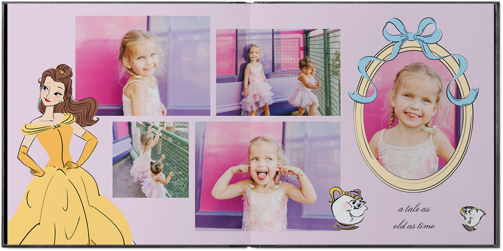 Disney Princess Photo Book, 10x10, Premium Leather Cover, PROFESSIONAL 6 COLOR PRINTING, Deluxe Layflat