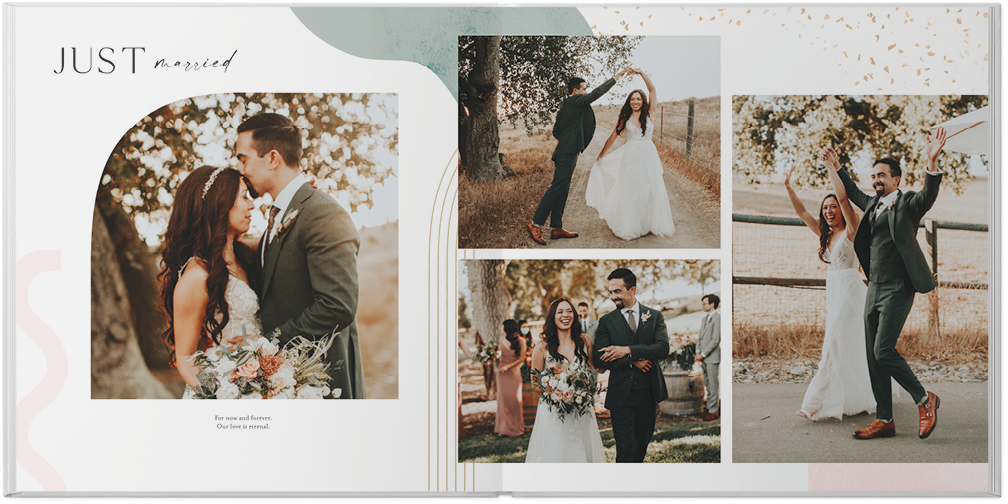 Boho Wedding Photo Book, 8x8, Premium Leather Cover, Deluxe Layflat