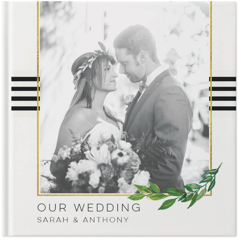 Gilded Wedding Photo Book, 10x10, Hard Cover - Glossy, PROFESSIONAL 6 COLOR PRINTING, Standard Pages