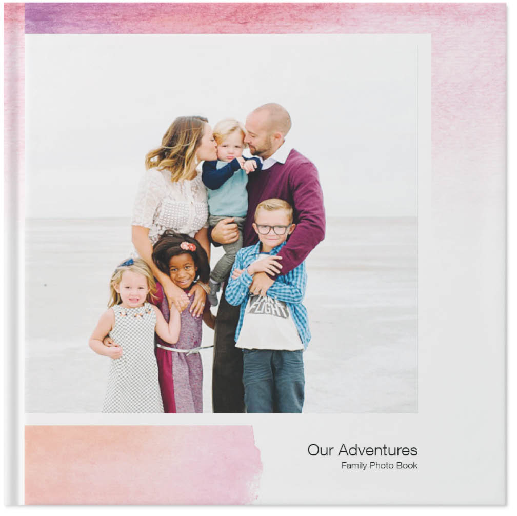 Ombre Watercolor Photo Book, 8x8, Hard Cover - Glossy, PROFESSIONAL 6 COLOR PRINTING, Standard Pages