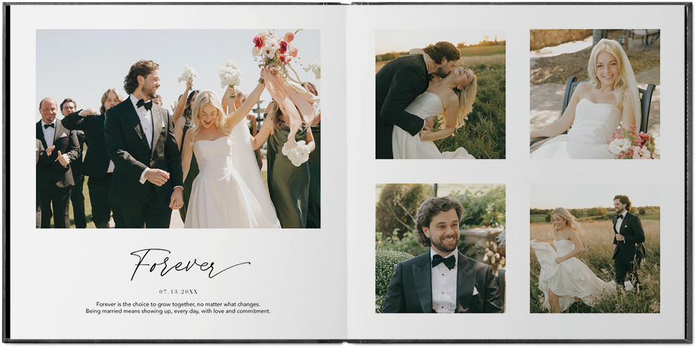 Timeless Love Story Photo Book, 8x8, Premium Leather Cover, Deluxe Layflat